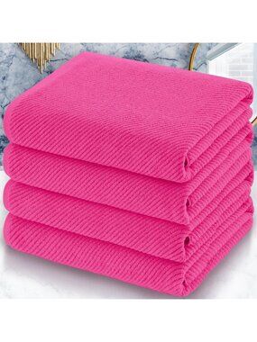 Thick Hot Pink Bath Towels with Hanging Loops, Extra Soft, 30x56 Inches